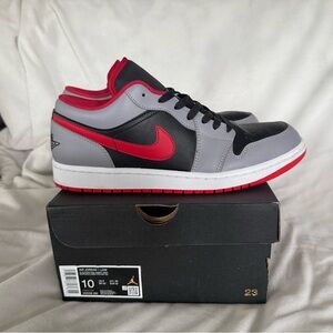 Nike Air Jordan 1 Low Black and Red Sneakers